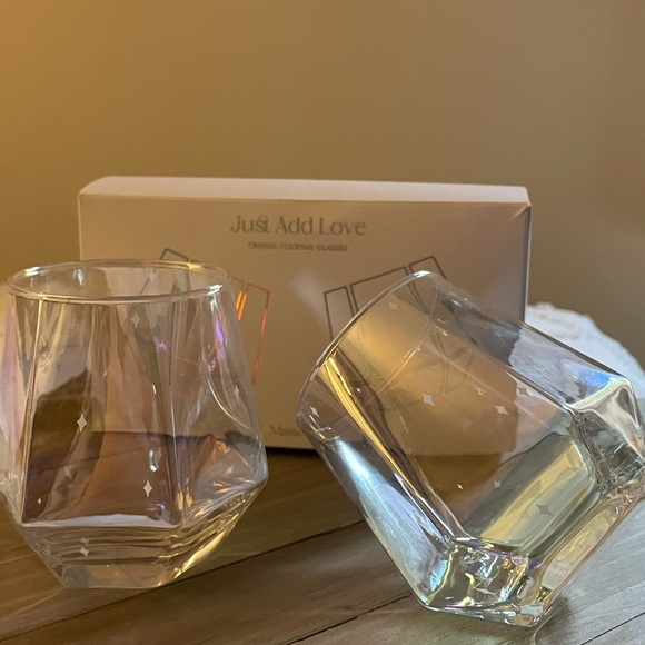 Just Add Love Other - Crystal Cocktail Glasses - Clear w/ star details